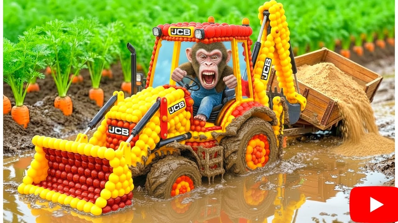 Monkey Sisi Funny Farm Life 🚜🐒 | JCB Tractor, Farming & Village Cartoon