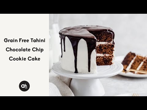 Grain Free Tahini Chocolate Chip Cookie Cake