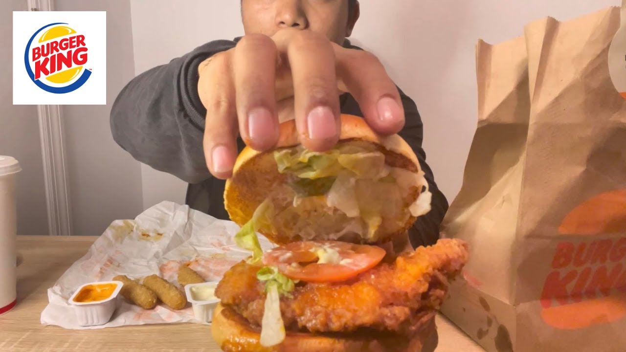 BURGER KING SPICY ROYAL CRISPY CHICKEN, ONION RINGS, MOZZARELLA STICKS