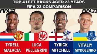 Top 4 Left Backs Aged 23 - Malacia Vs Pellegrini Vs Mitchell Vs Vitaliy Mykolenkofifa23 Comparison