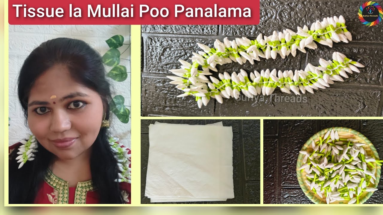 Tissue paper la Mullai Poo Panalama 🌼 Full Tutorial 