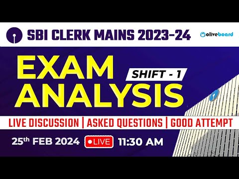 SBI Clerk Mains Analysis 2024 | SBI Clerk 25 Feb Shift 1 Analysis | Questions & Expected Cut Off