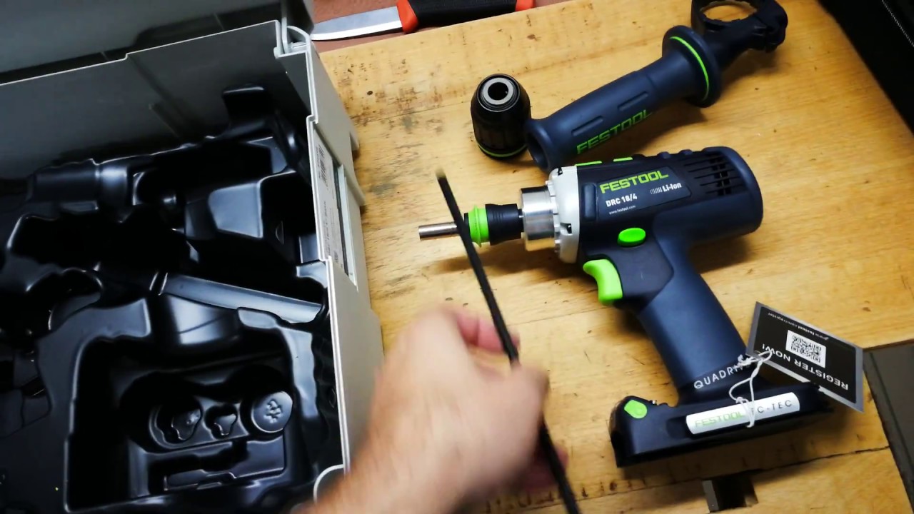 Unpacking Unboxing Cordless Drill Festool Drc 18 4 Li Basic 574695 Youtube