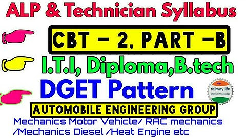 alp & technician CBT 2 Syllabus for Automobile Group Part B | Vehicle mechanics/Diesel Mechanics etc