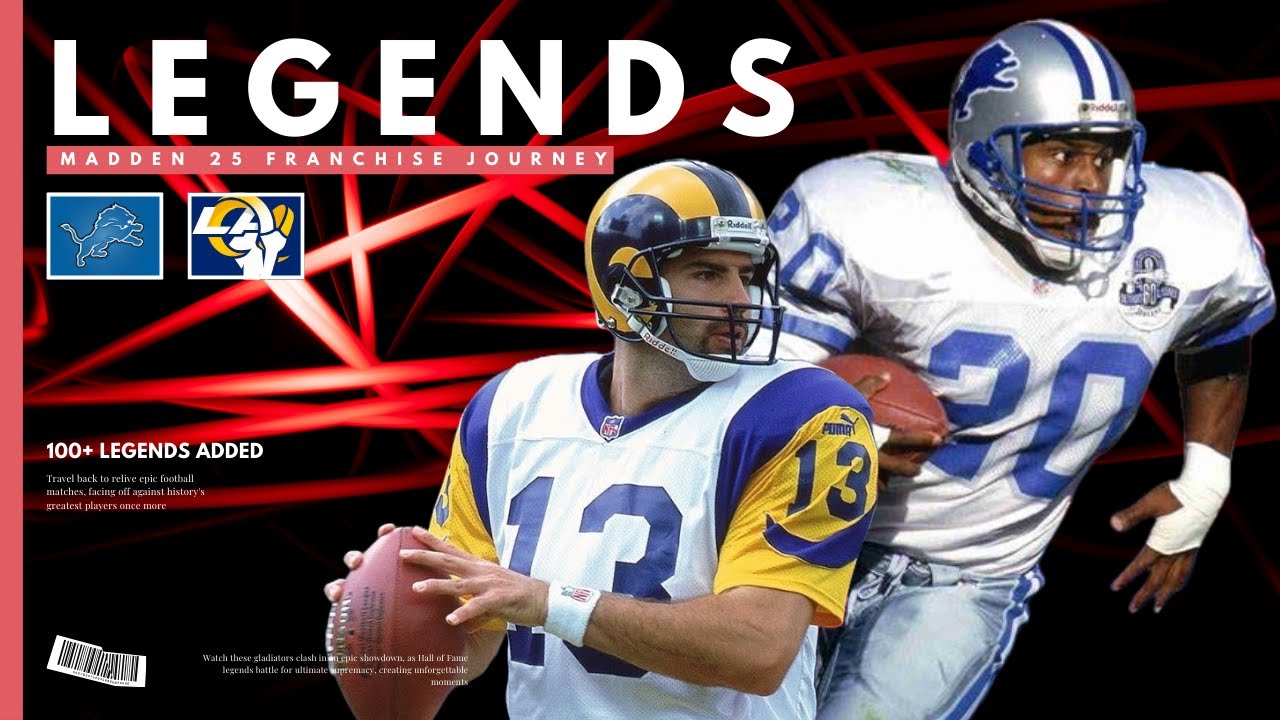 Los Angeles Rams Legends Vs Detroit Lions Legends | Madden 25 | 4K ...