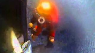 Man and dog meet the brave helicopter team who rescued them from the sea