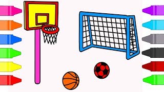 Football ans Basketball Net Coloring Pages For Kids Coloring Book For Children