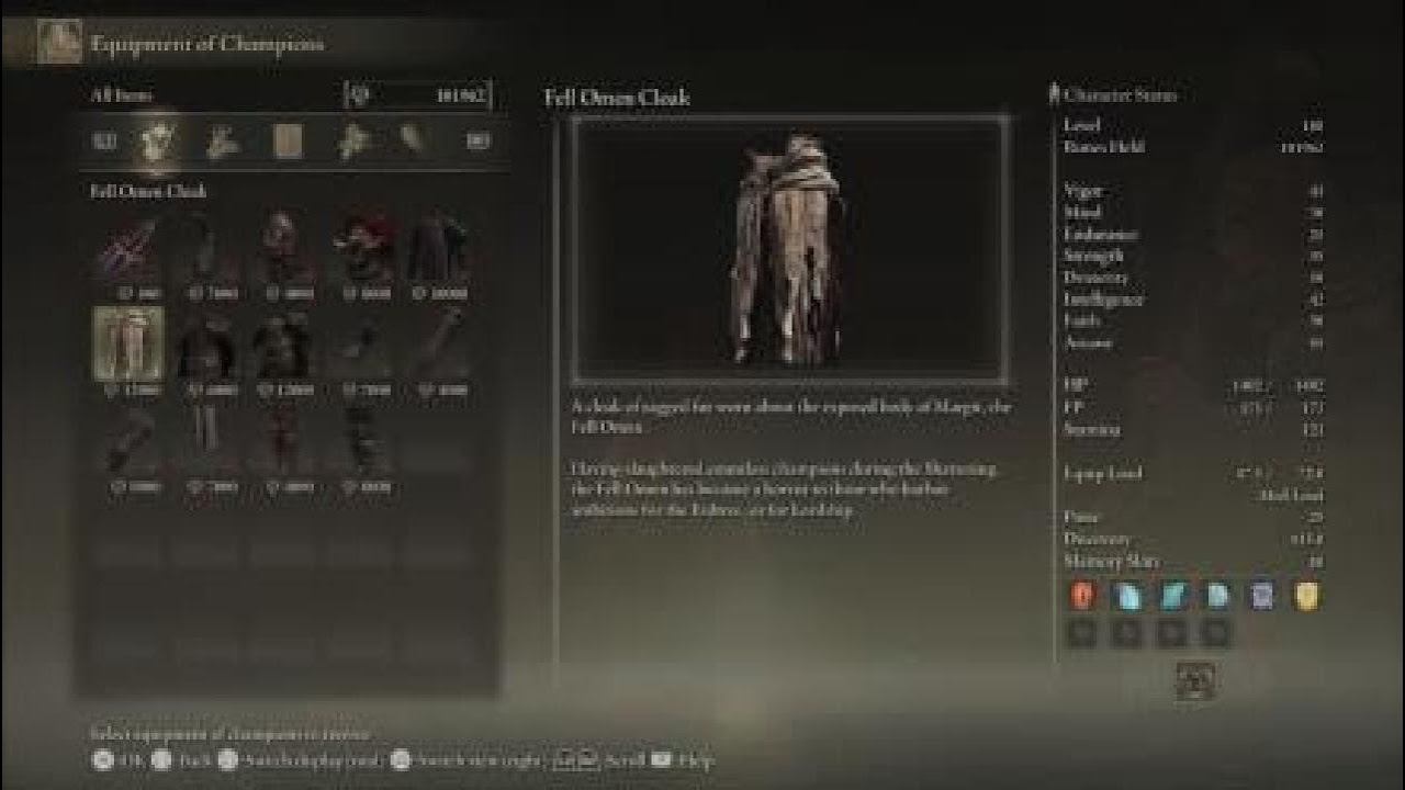 ELDEN RING Roundtable Hold Buying Fell Omen Cloak from Enia Finger