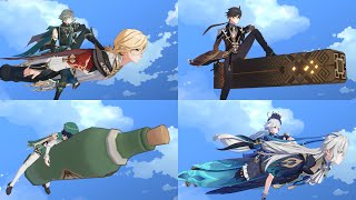 Genshin characters with Chascas flying animation