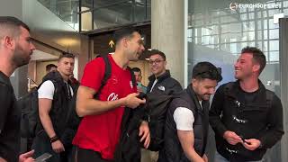 Olympiacos fans cheering for their team in Kaunas airport despite the defeat in the EuroLeague Final