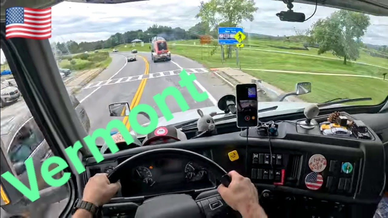 Truck trip through Vermont view from Truck cab