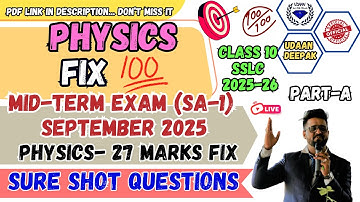 PART-A SSLC 10th SCIENCE PHYSICS MIDTERM SA1FIX SURE SHOT QUESTIONS SEPTEMBER 2025