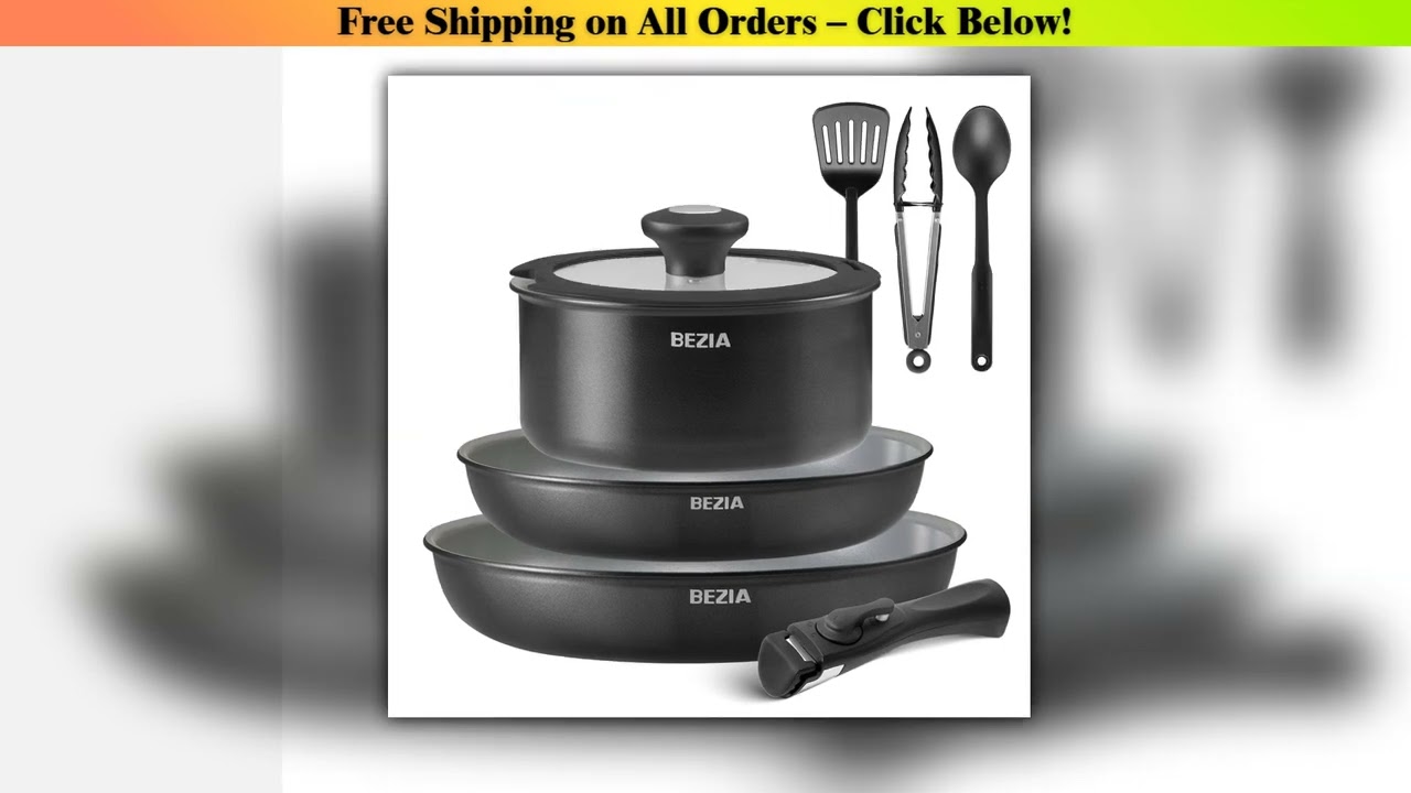 Pan Set with Removable Handle, Pans with Ceramic Nonstick, Induction Pan Set with Kitchen
