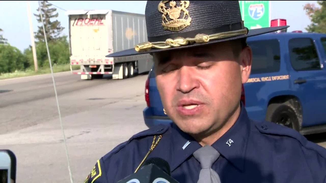Michigan State Police discuss barricaded gunman on I-75 in Monroe County