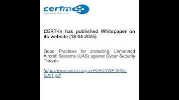CERT-In has published Whitepaper on its website (18-04-2025)
