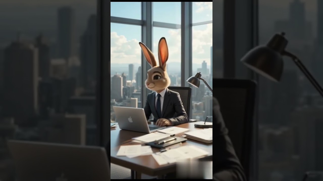 Rabbit working in office