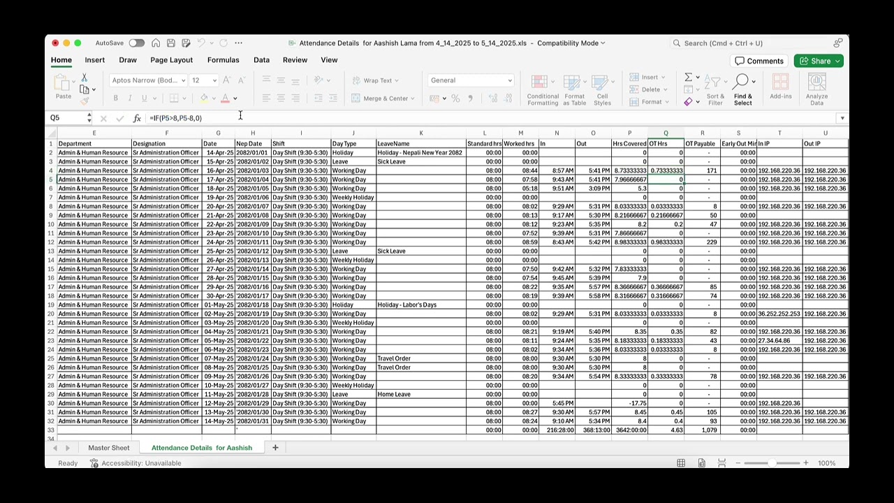 “HR Basics, Overtime & Tax Slabs Explained in Excel | Nepal 2081/2082 Update” Single Case