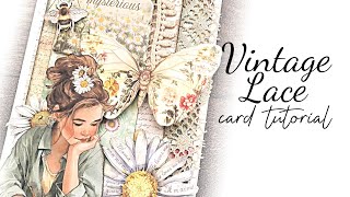 Vintage Lace Card Tutorial | Stamperia Daisy Art Collection (giveaway closed🥰)