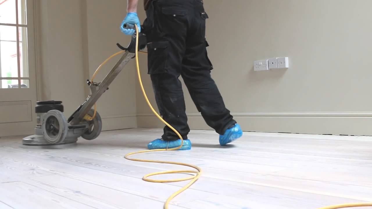 Pine wood floor Sanding Cambridge Whitewash finish - YouTube Pine wood floor Sanding Cambridge Whitewash finish - YouTube