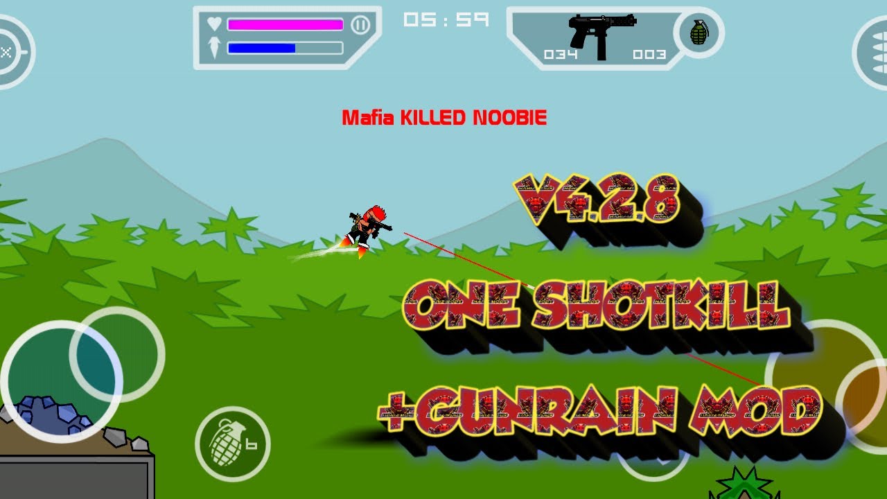 Mini militia v4.2.8 oneshotkill + Gunrain mod by hariz mods link in the Description