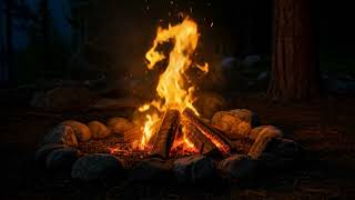4K Relaxing Campfire Ambience at Night 🔥 Forest Sounds for Sleep &amp; Relaxation