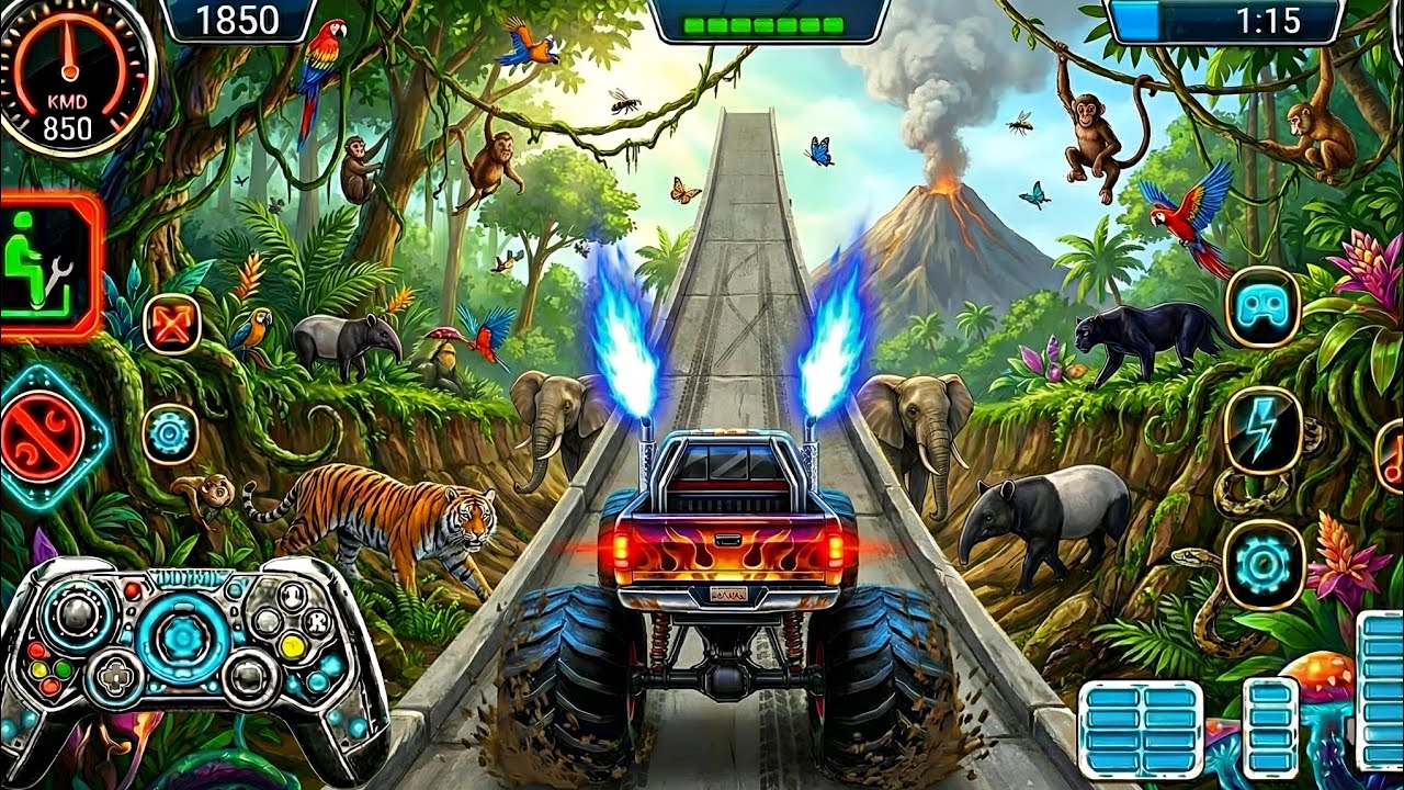 Monster 3D Truck Racing Mega Ramp Stunt Game: New Highway Best Car Stunt Game for Android 2025