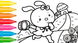 Coloring Pages for Kids Rabbit Bunny Easy Drawing for Children