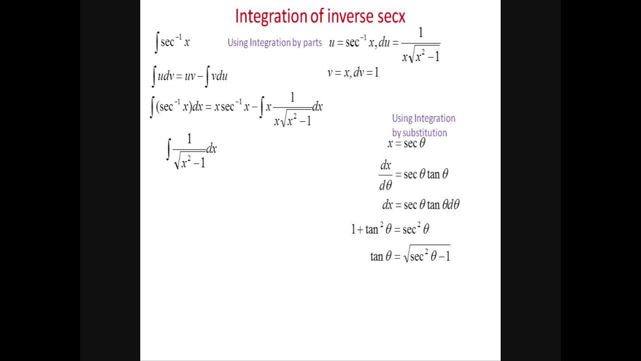 Integration of inverse secx YouTube