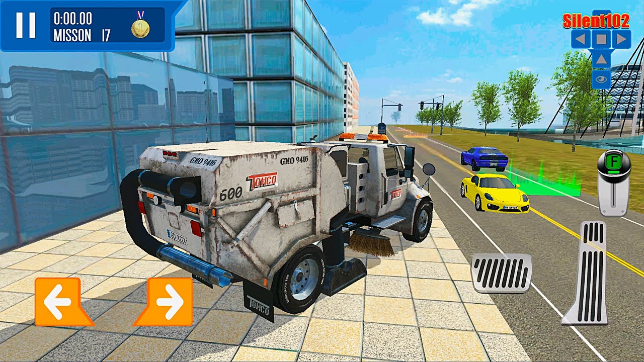 Sweeper Truck City Driver Roof Parking Challenge Android Gameplay