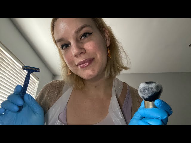 [ASMR] Beard Shave With Gloves And Plastic Apron