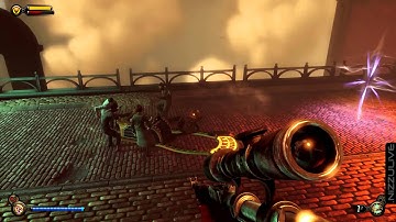 BioShock Infinite Elizabeth Warms Hands on Fire and Citizens beat up Vending Machine