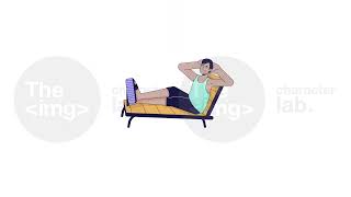 Indian man lying on deckchair line cartoon animation