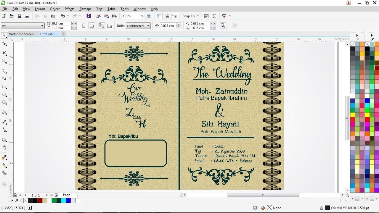 Cara Mudah Desain Undangan Pernikahan Model Vintage Coreldraw