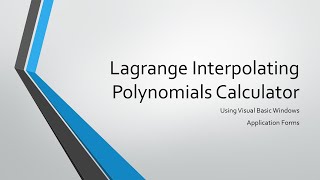 Visual Basic Lagrange Interpolating Polynomial Calculator screenshot 4