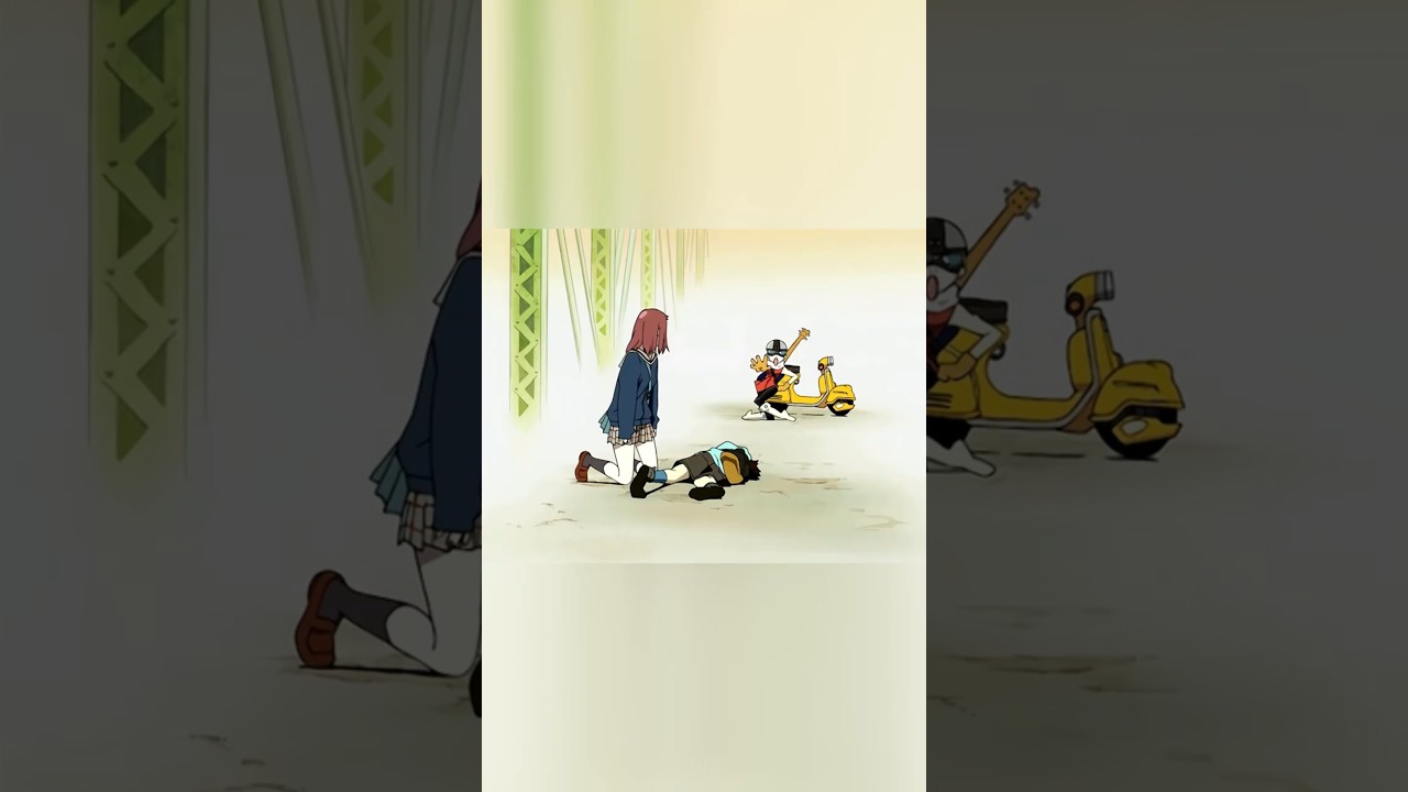 Naota gets RUN OVER by Haruko's Vespa