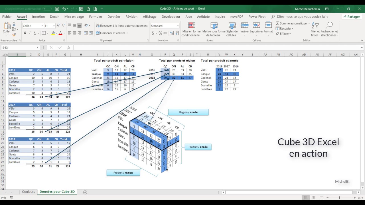 Démonstration d'un Cube 3D dans Excel - YouTube