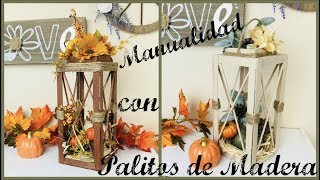 MANUALIDADES CON PALITOS DE HELADO (DECORACIÓN DE OTOÑO)Ash+LesTv