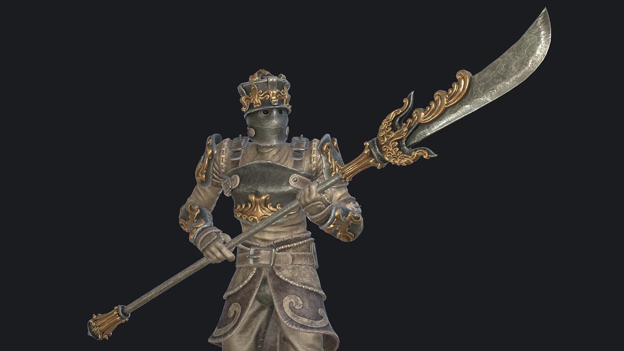 Fantasy knight with halberd for Unity