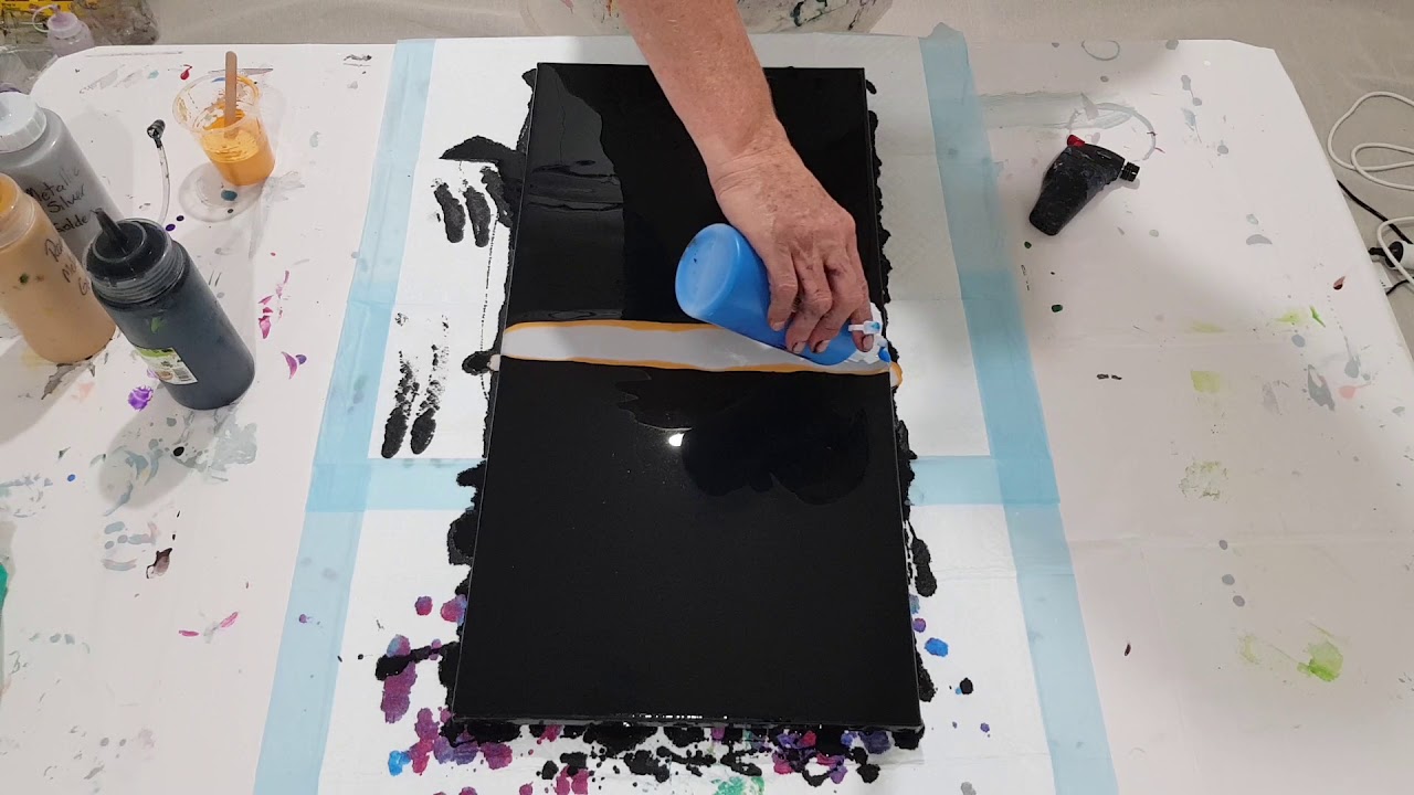 Acrylic pouring | Dutch Pour using Metallics on black base - YouTube