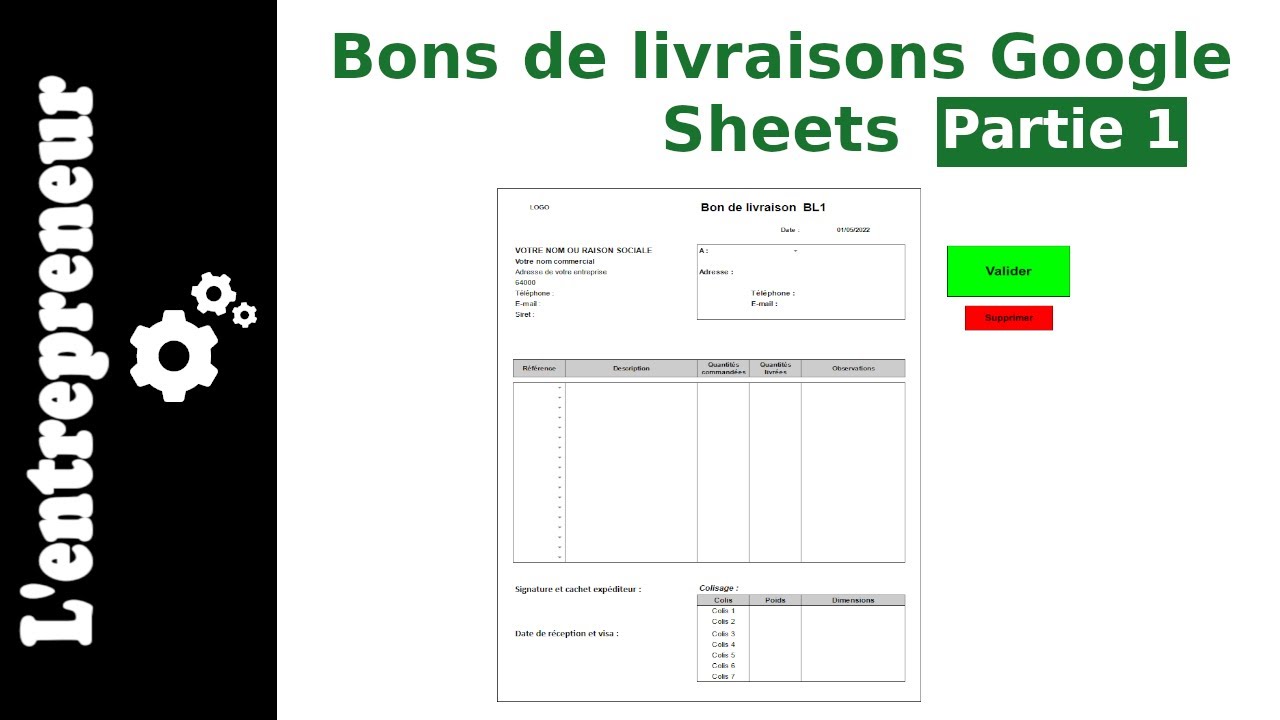 #1 Automatiser vos bons de livraisons sur Google Sheets : Mise en forme ...