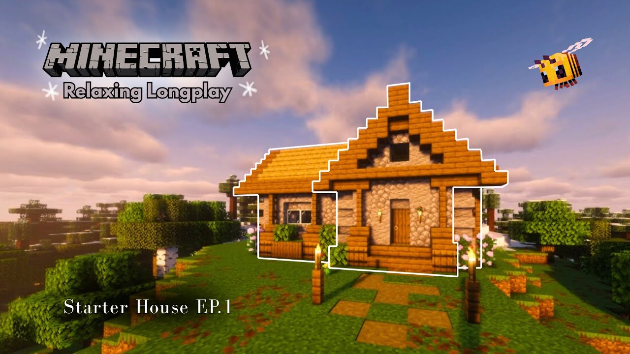 Minecraft Longplay — Building a Starter House | Cozy No Commentary | EP. 1
