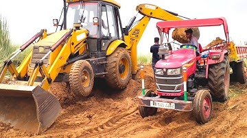New Jcb 3dx Backhoe Machine Loading Mud In Mahindra 265 Di And Mahindra Yuvo 475 Di Tractor | Jcb
