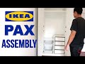 Ikea pax wardrobe assembly with doors and soft closing hinges