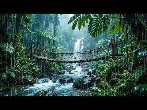 Soothing Rain on a Flowing Forest Stream | ASMR Nature Sound for Sound Sleep & Stress Relief