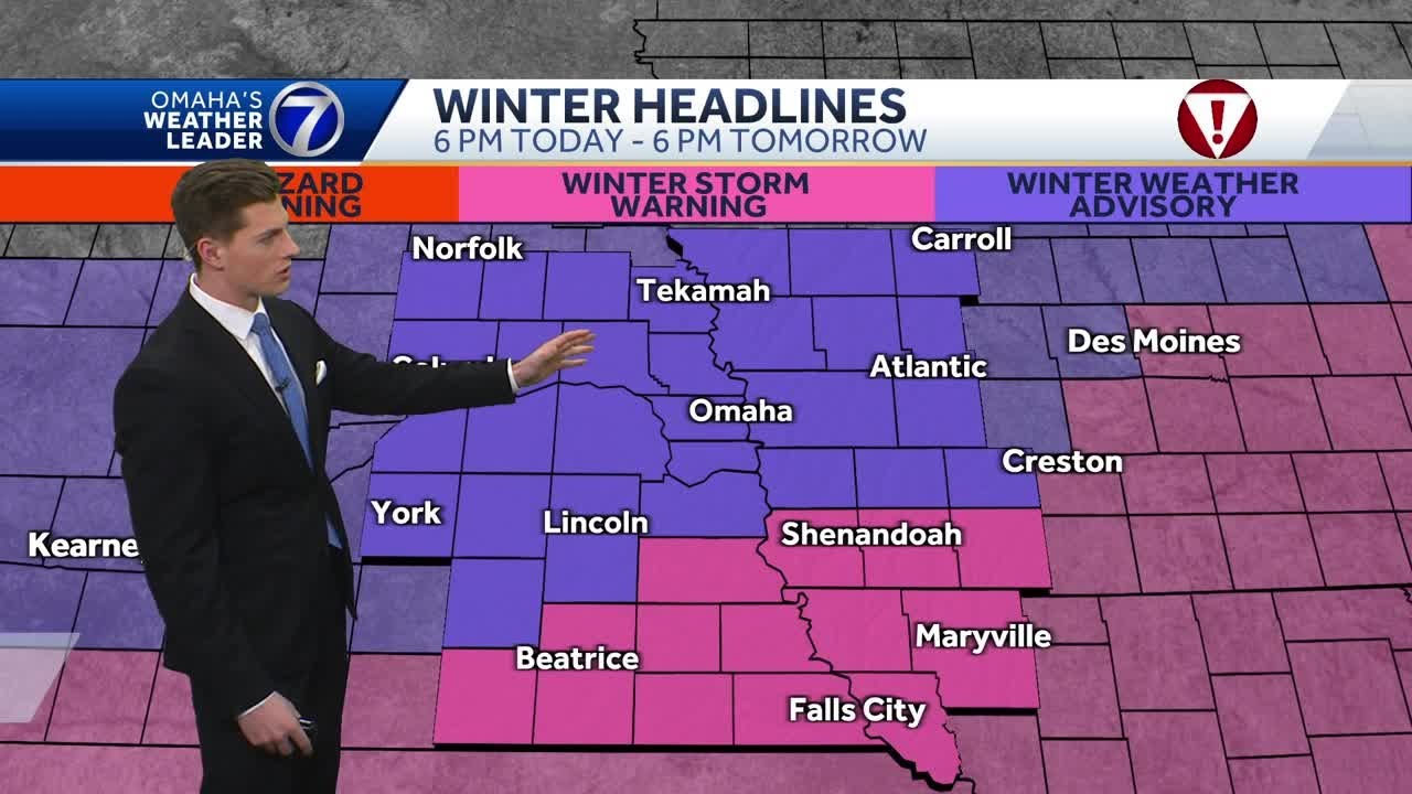 Expecting snow to begin falling tonight in Omaha
