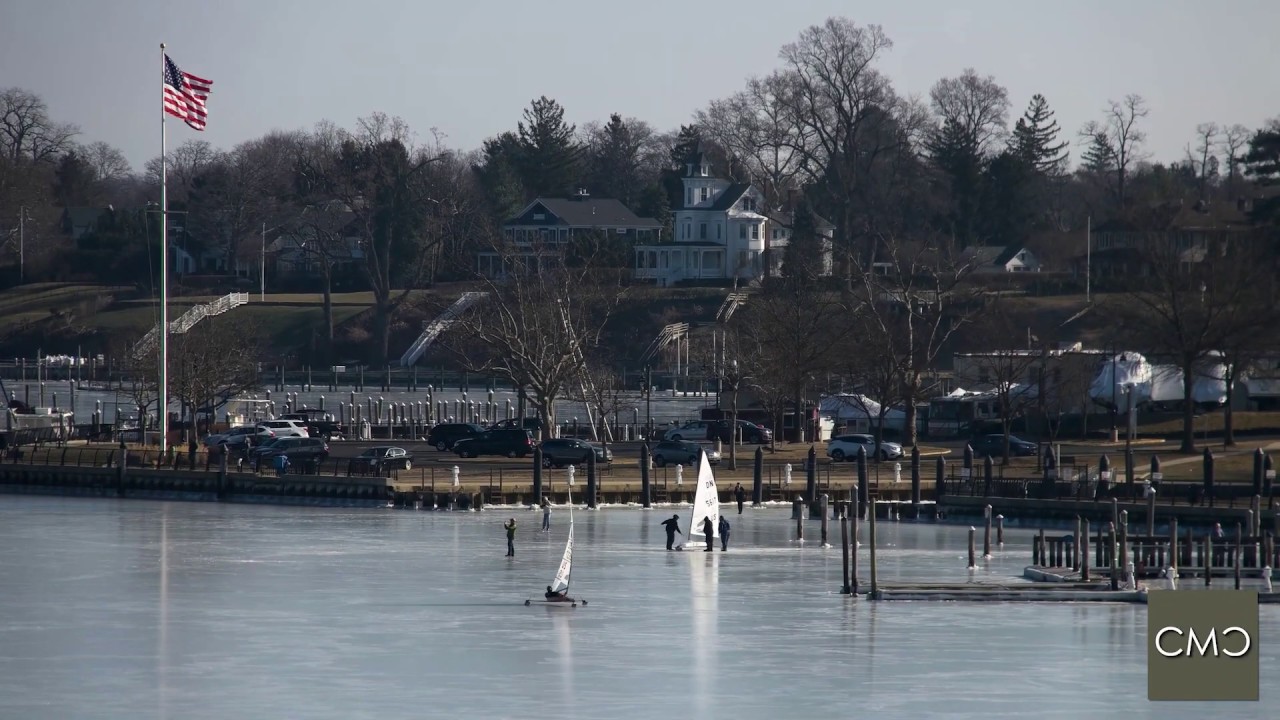 Sailing ICE Boat Racing on the Navesink River in Red Bank, New Jersey