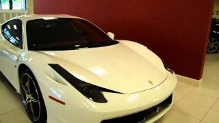 White ferrari 458 italia with red interior