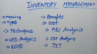 Inventory Management Full topic || Abc Analysis || JIT || EOQ || #inventorymanagement