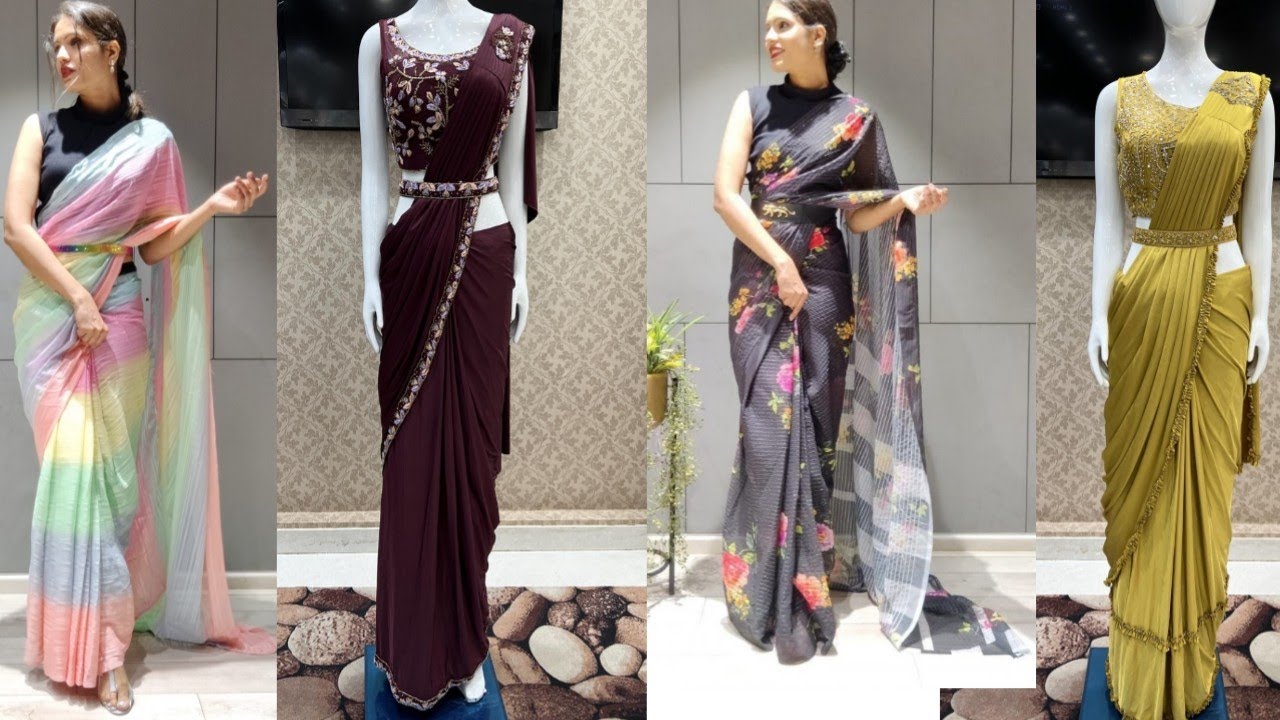 Beautiful plain saree with belt/ Belt Saree Party Wear/Silk Saree