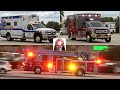 Naples Fire Engines and EMS Ambulances Responding Lights and Sirens